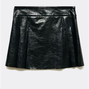 Mango Pleated Faux Leather Miniskirt